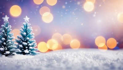 Two snowy christmas trees