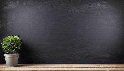 Blackboard with small plant