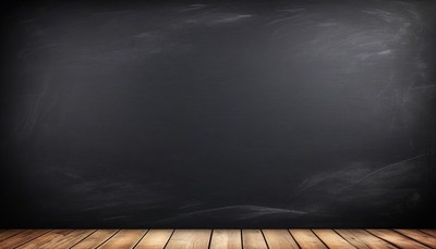 Blank chalkboard with wooden floor