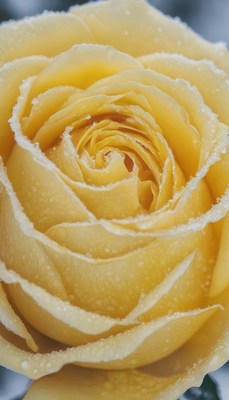 Close-up yellow rose with dew