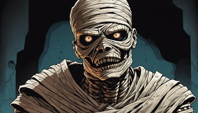 Mummy illustration with glowing eyes