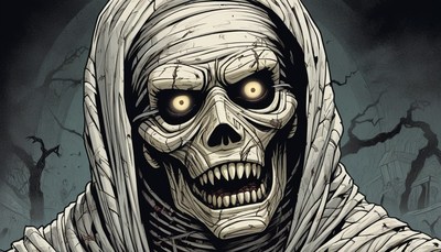 Mummy illustration with creepy smile