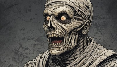 Mummy illustration with open mouth
