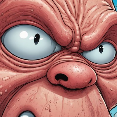 Angry cartoon character close-up