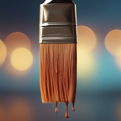 Paintbrush dripping brown paint