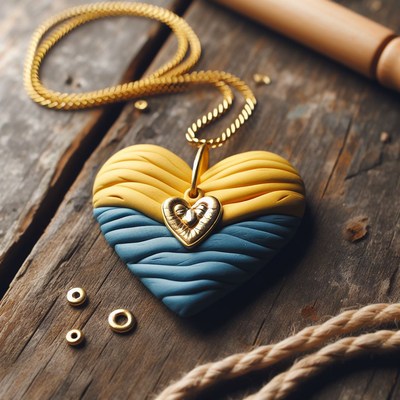 Yellow and blue heart necklace