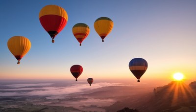 Hot air balloons at sunrise