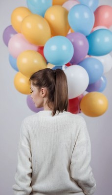 Woman with colorful balloons