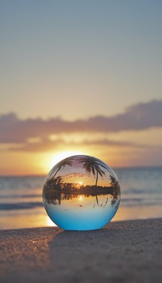 Sunset reflected in crystal ball