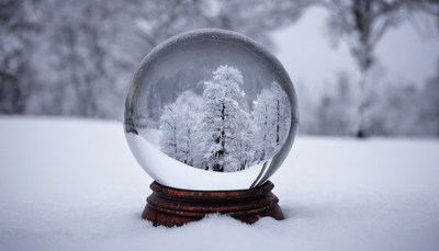 Snow globe with snowy trees