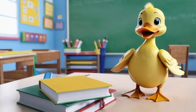 Duckling in a classroom