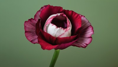 Red and white ranunculus flower