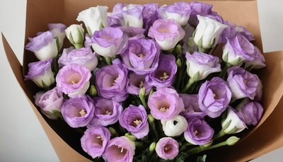 Purple lisianthus bouquet