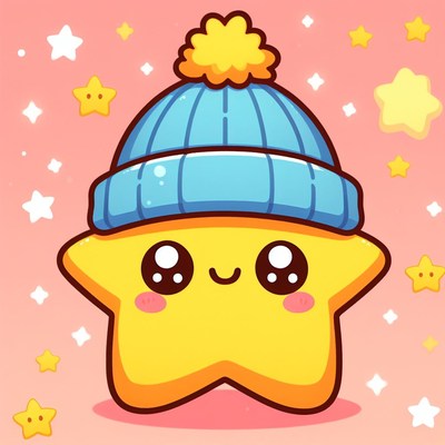 Cute star wearing winter hat