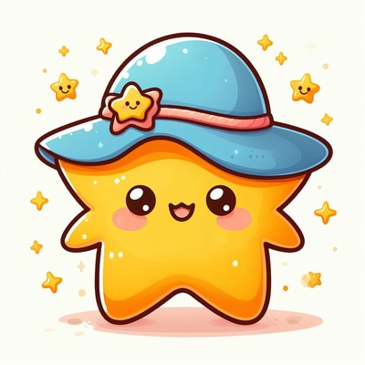 Smiling star with blue hat