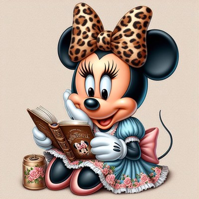 Minnie mouse reading a book