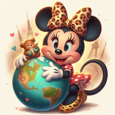 Minnie mouse holding globe