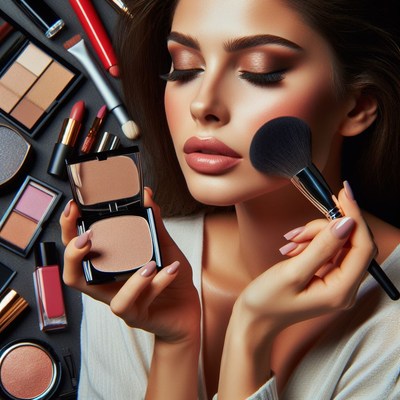 Woman applying makeup with brush