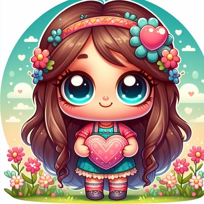 Cute girl holding heart in springtime