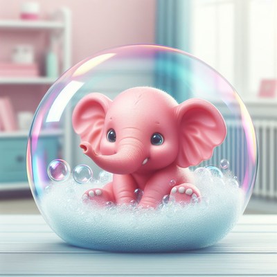 Pink elephant in bubble