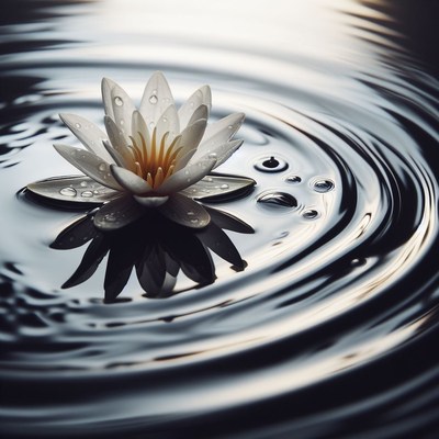 Water lily in still pond