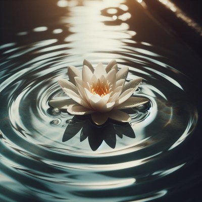White water lily in ripples