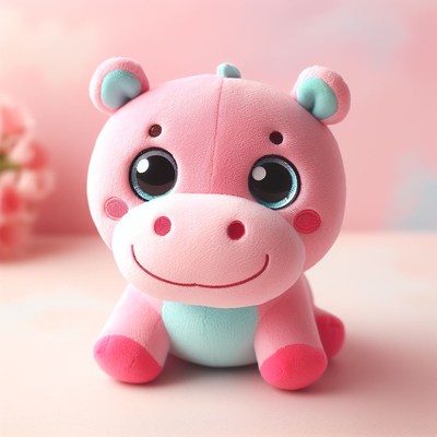 Pink plush hippo toy