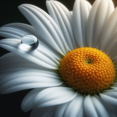 Dewdrop on a daisy petal
