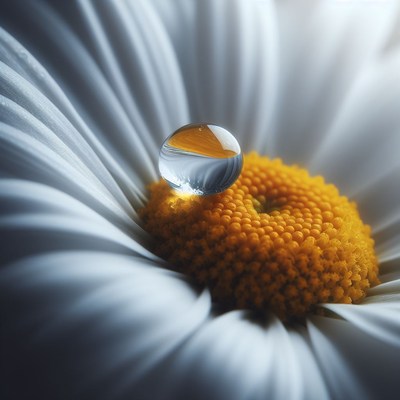 Water drop on daisy