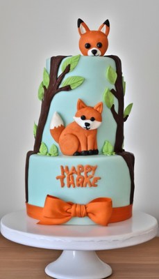 Three-tier fox birthday cake