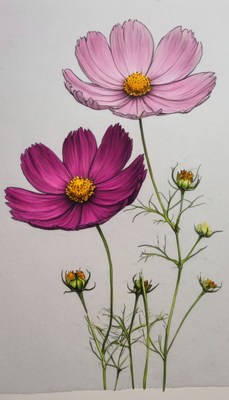 Pink and purple cosmos flowers