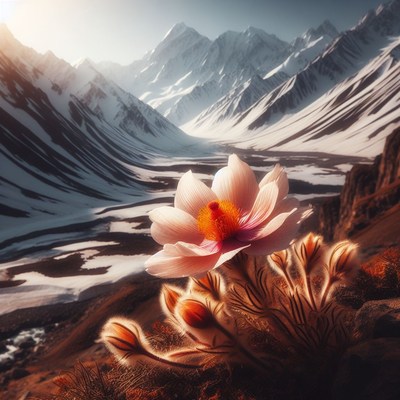 Mountain flower at sunrise