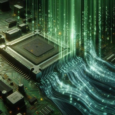 Digital data flowing through cpu