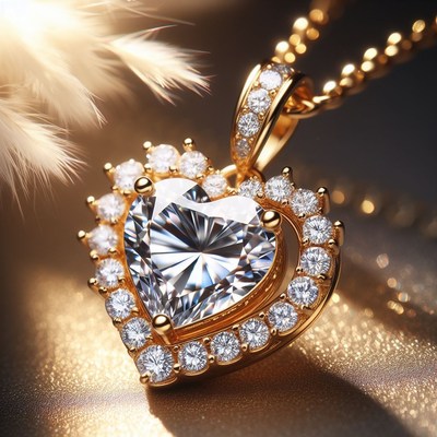 Heart-shaped diamond necklace pendant