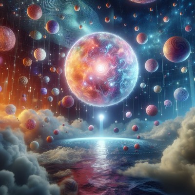 Cosmic clouds and a glowing orb