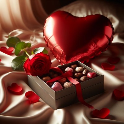 Valentine's day gift box with chocolate and rose