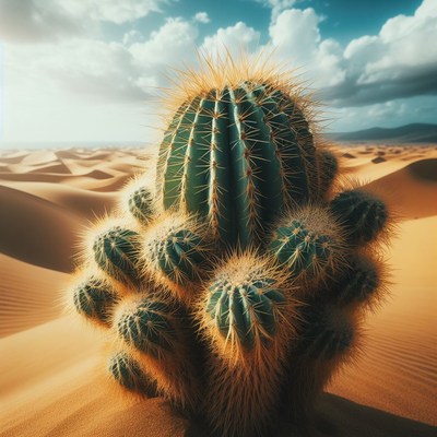 Cactus cluster in a desert landscape