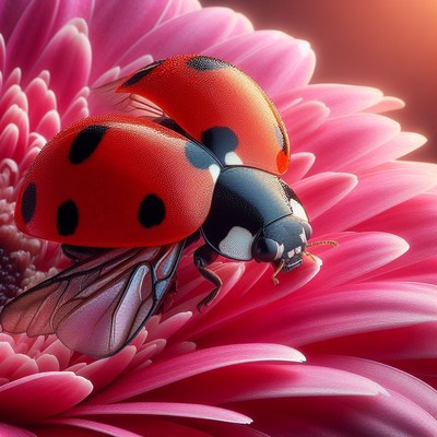 Ladybug on pink flower