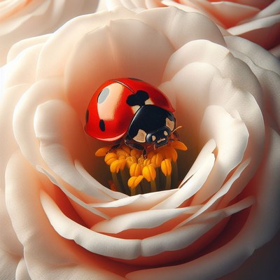 Ladybug in a white rose