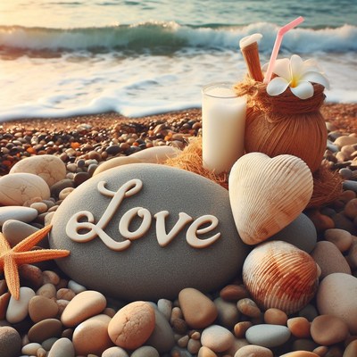 Love stone on beach