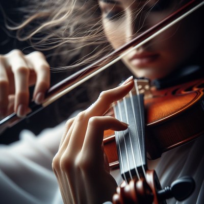 Woman playing violin close up