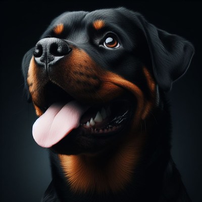 Rottweiler portrait with tongue out