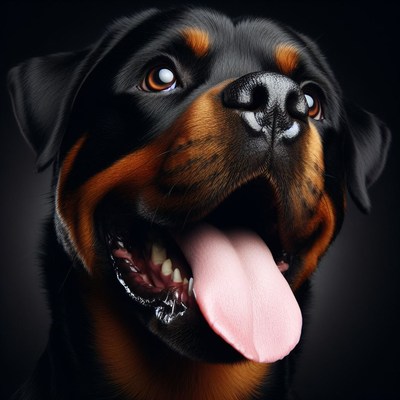 Rottweiler portrait with tongue out