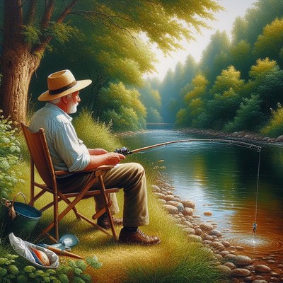 Man fishing by the river