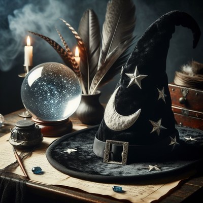 Wizard's hat and crystal ball