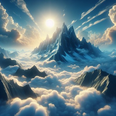 Mountain peak above clouds