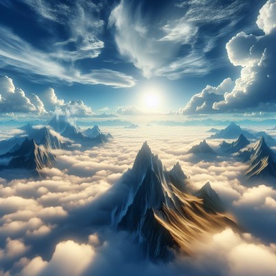 Mountain peaks above the clouds