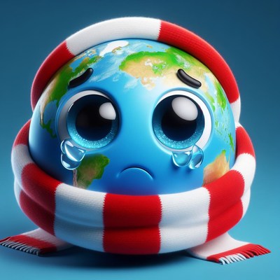 Sad earth with scarf