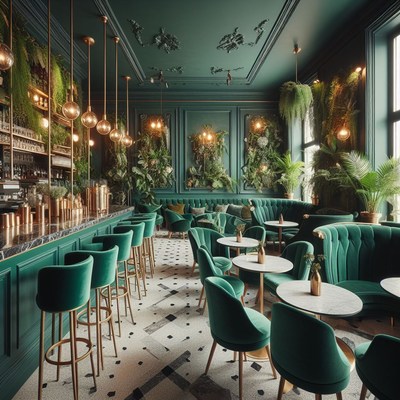 Green bar and lounge interior design
