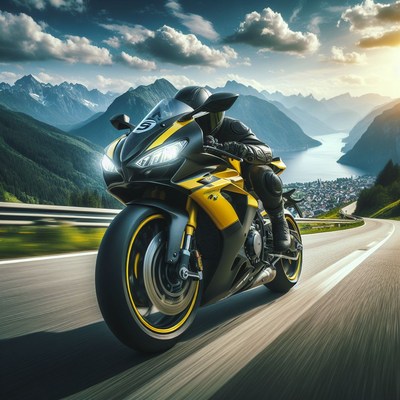 Motorcycle ride through mountain pass